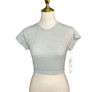 Good American Silver Crop Top